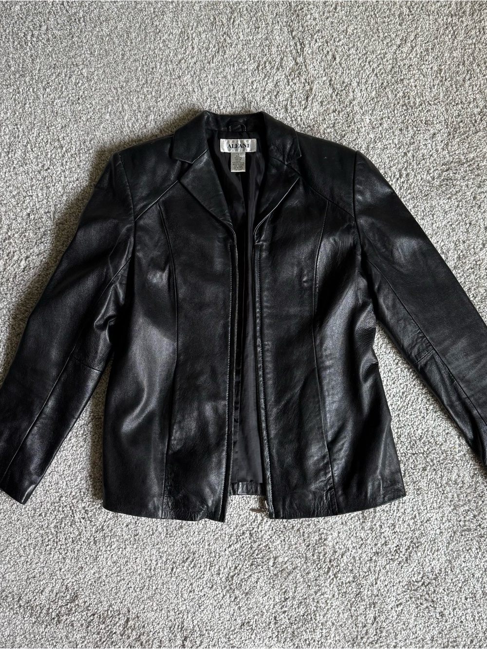 Vintage Y2K 100% Lamb Leather Black Zip Jacket Small